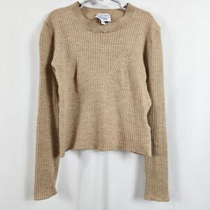 & Other Stories Ribbed Crew Neck Wool Top in Beige - Size M